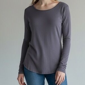 Tee Shop Womens Navy Blue Long‎ Sleeve Crew Neck Casual Top Shirt Size Large